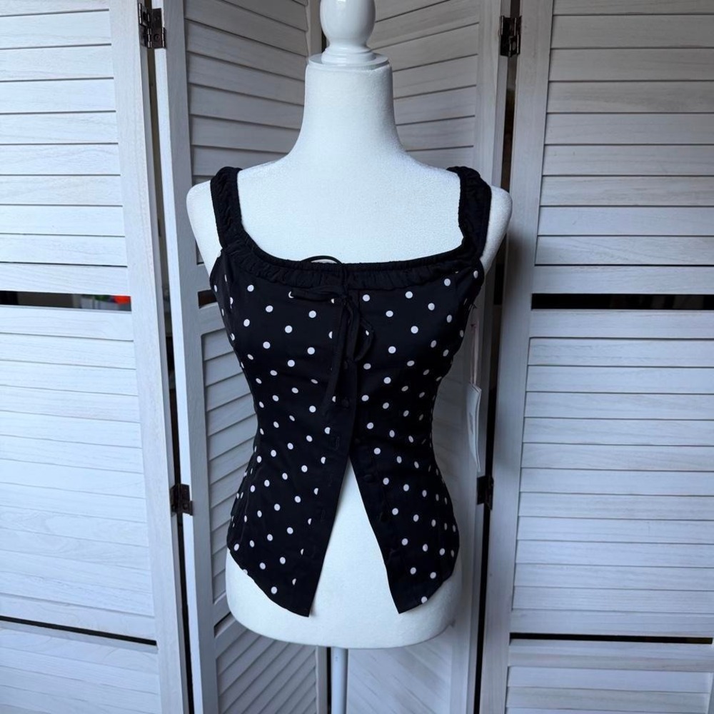Vintage Y2K Viora Lan black polka dot crop top
